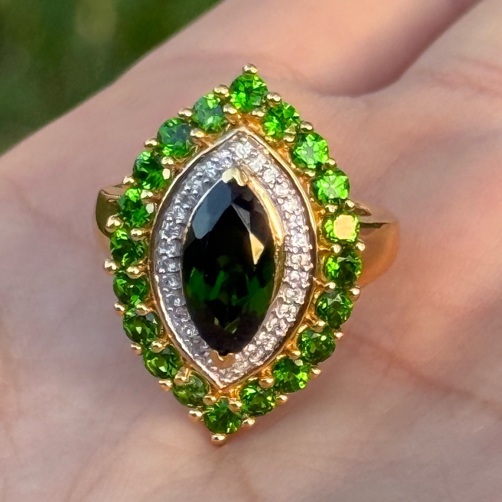 BRAND NEW 3.65CTW Genuine AAA chrome diopside/zircon solid sterling ring! - Picture 3 of 4